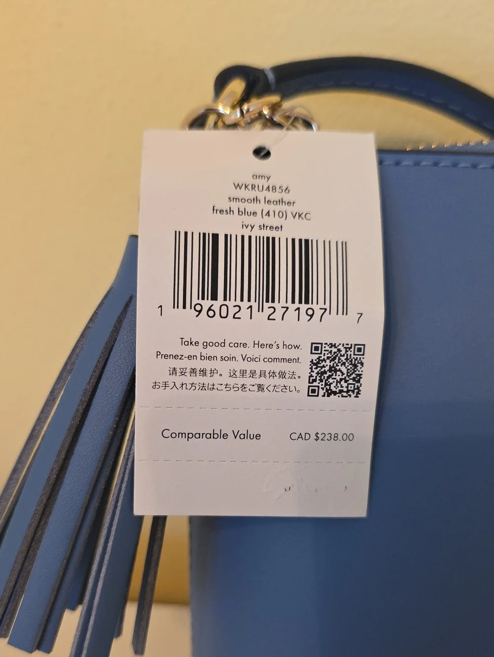 Kate Spade Ivy Street Amy Smooth Blue Leather Crossbody NWT